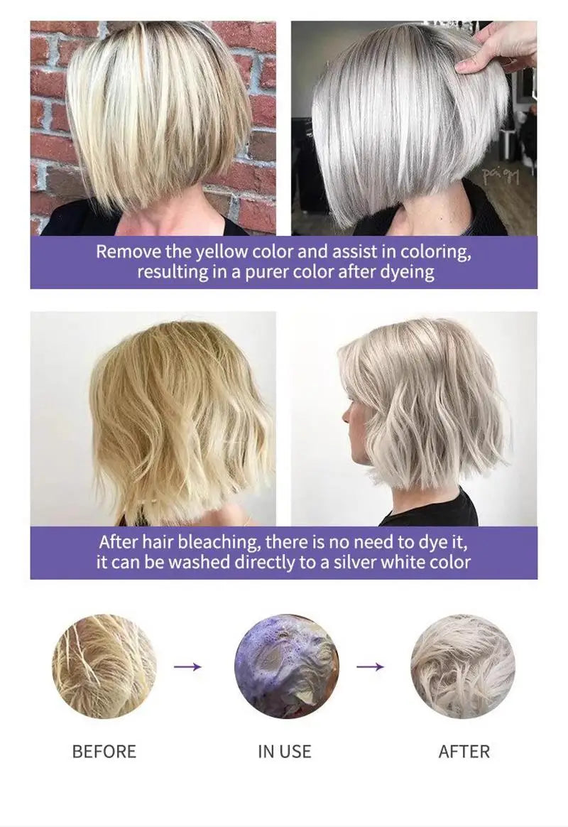 Professional Purple Shampoo Yellow Removal Post Dyeing Gray Hair Bleached Highlighted Revitalize 300ml