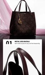Fashion New Solid Color Women's Bucket Bag Large Capacity Letter Design Small Card Bag Accessories Handbag