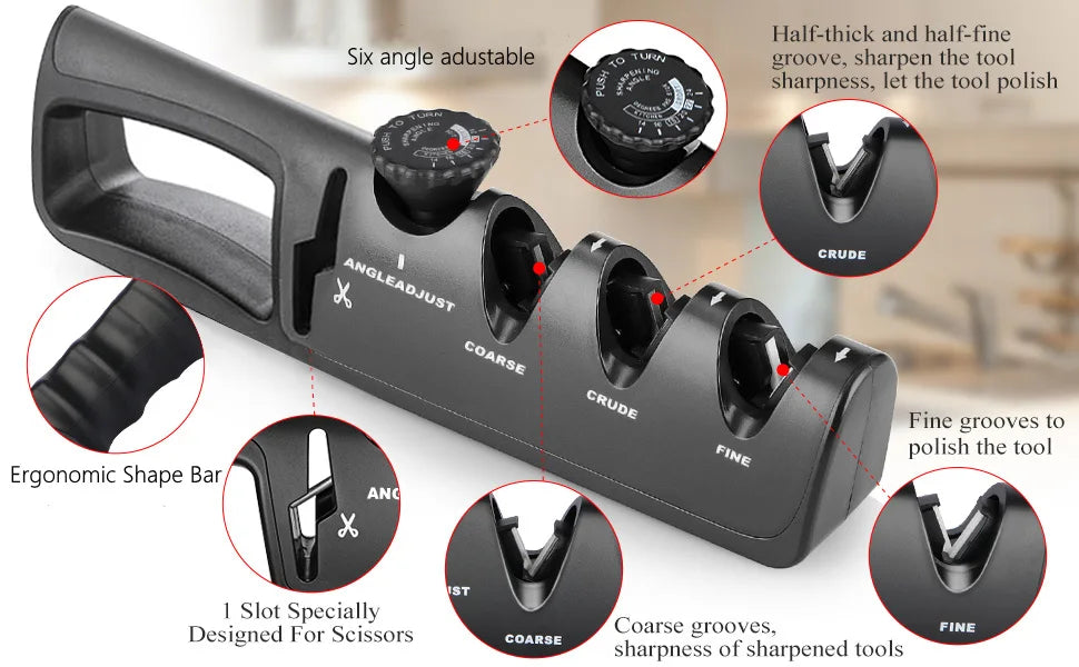 Knife Sharpener 5 in 1 Adjustable Angle Scissors Sharpening