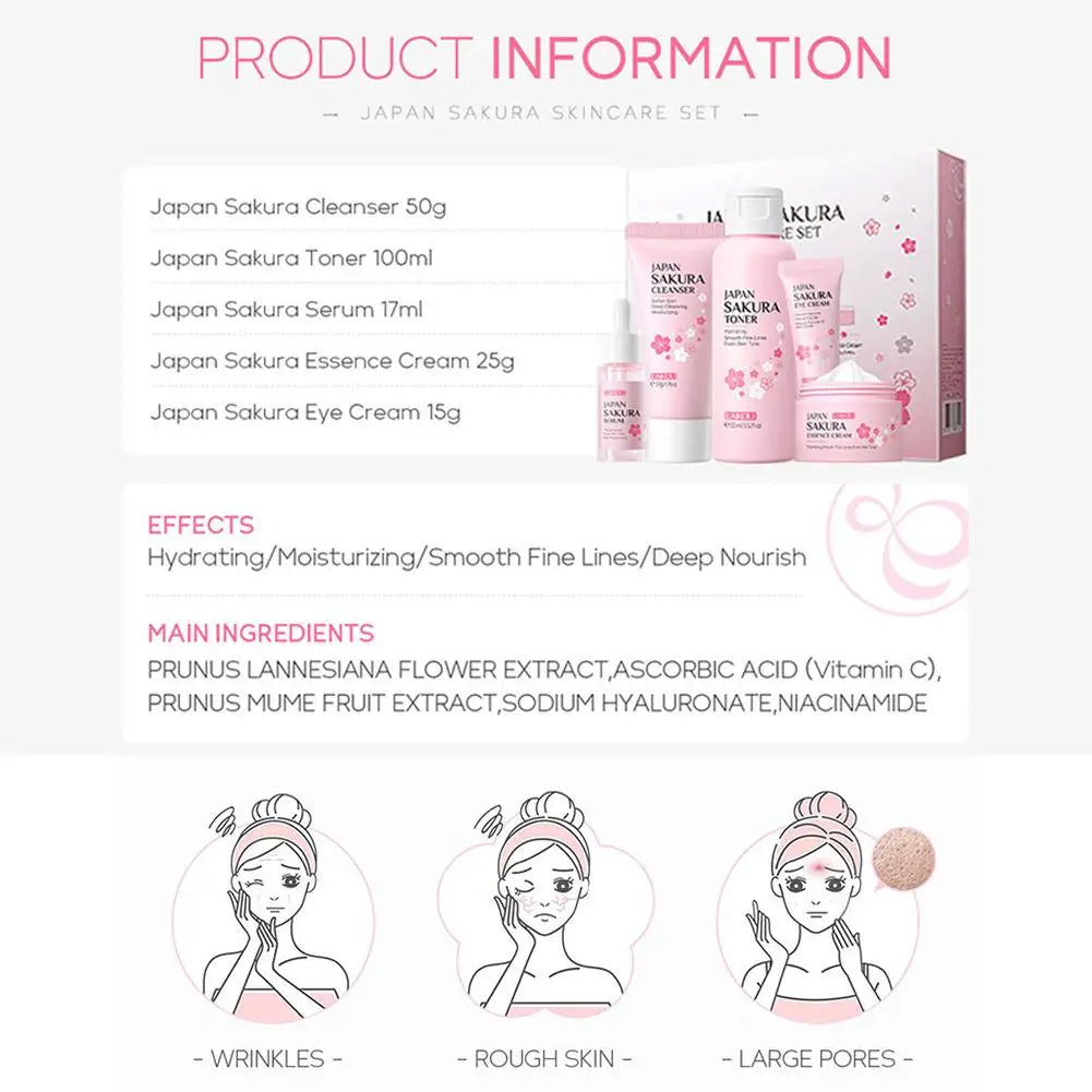 5/3pcs Sakura Skin Care Sets Gift Box