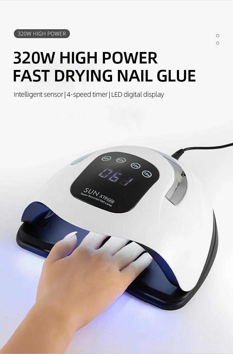 320W Professional Nail Dryer For Manicure Powerful UV Gel Lamp 72 LEDS UV Gel Varnish LCD Display Nail Salon Equipment