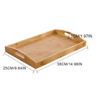 Wide Bamboo Organizer Tray with Handles for Cutlery Serving Spoons Cooking Utensils Teapot Teacup