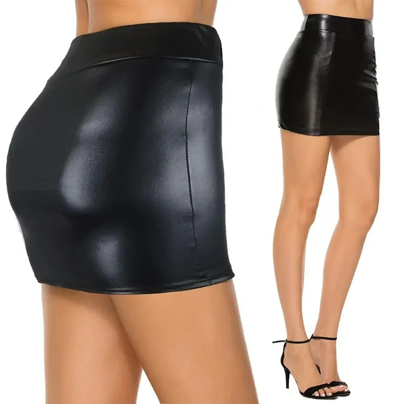 High-waist Tight Hip-hugging Skirt Sexy Imitation Leather