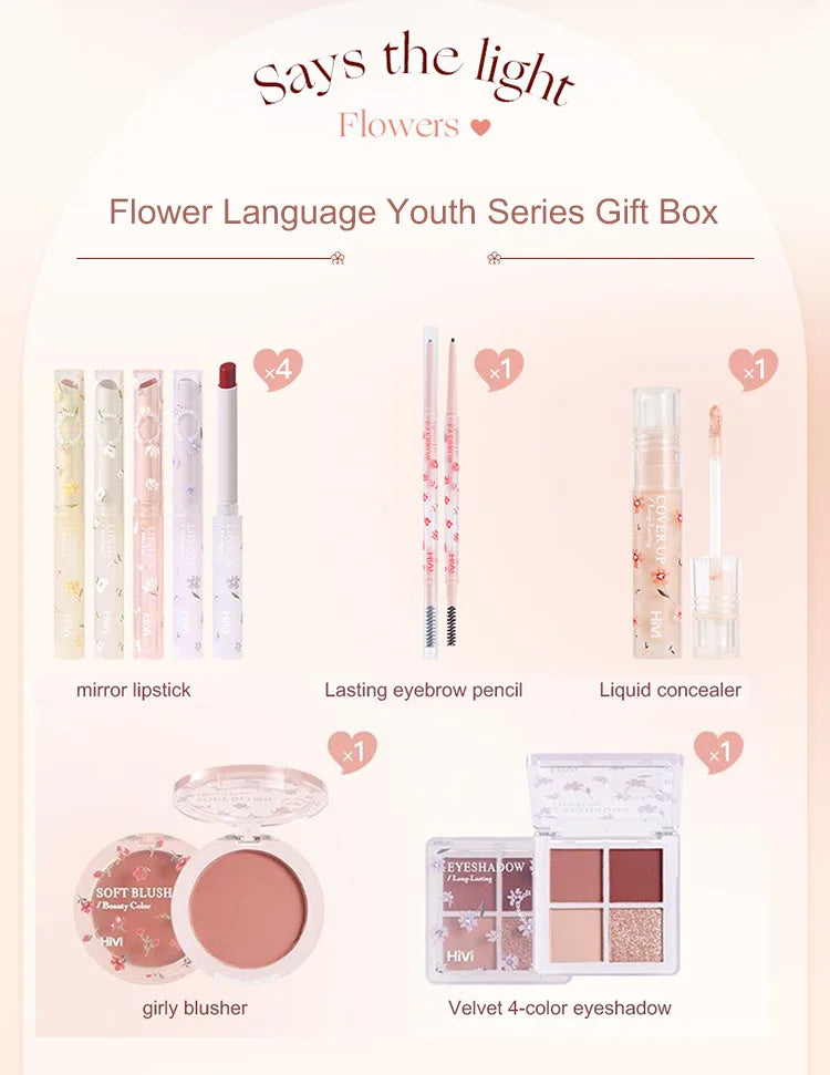 8-Piece Beauty Set with Lipstick Concealer Eyeshadow Eyebrow and Blush Makeup