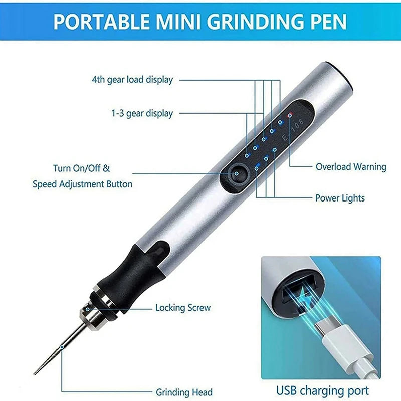 USB Customizer Professional Engraving Pen 30 Bits Engraver Tool For Metal Wood Glass Plastic Portable