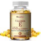 Bcuelov Vitamin E 450MG  Supports Immune System & Skin Nutrition Natural Antioxidant Gluten & Dairy Free