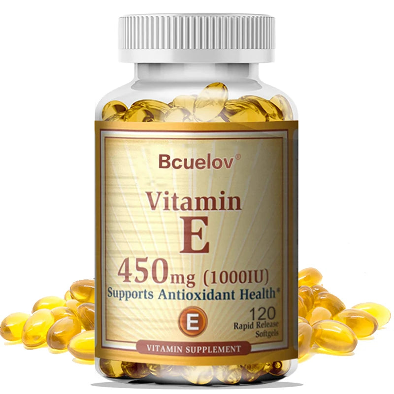 Bcuelov Vitamin E 450MG  Supports Immune System & Skin Nutrition Natural Antioxidant Gluten & Dairy Free