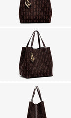 Fashion New Solid Color Women's Bucket Bag Large Capacity Letter Design Small Card Bag Accessories Handbag