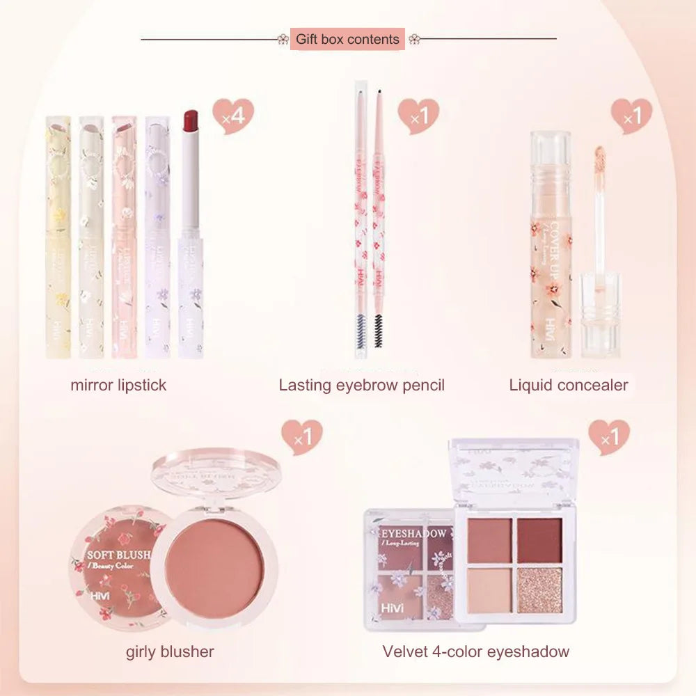 8-Piece Beauty Set with Lipstick Concealer Eyeshadow Eyebrow and Blush Makeup