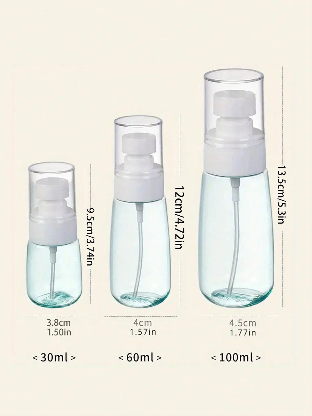 2pcs Empty Refillable Spray Bottles Travel 30/60/100ml Perfume Mist Lotion