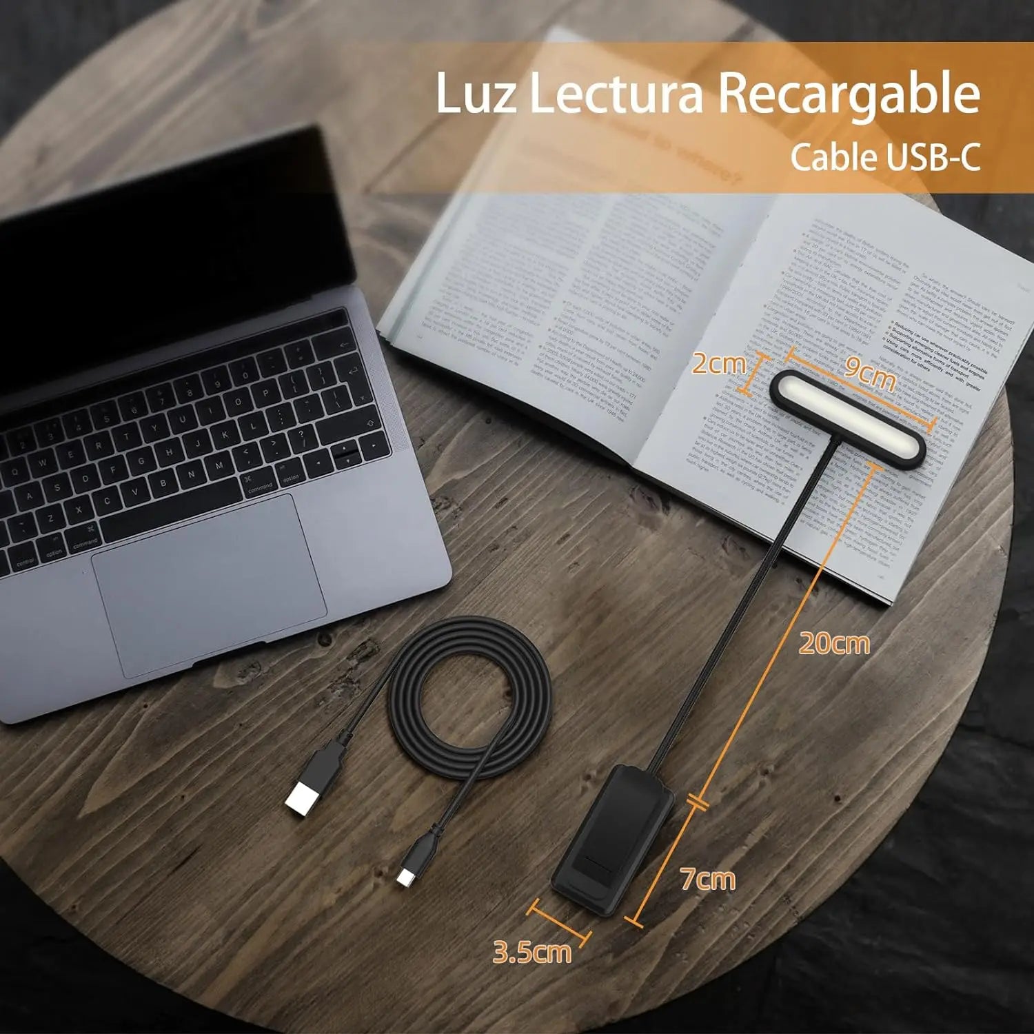 Book Light USB Rechargeable Reading Warm Cool White Daylight Portable Flexible Easy Clip Night Lamp
