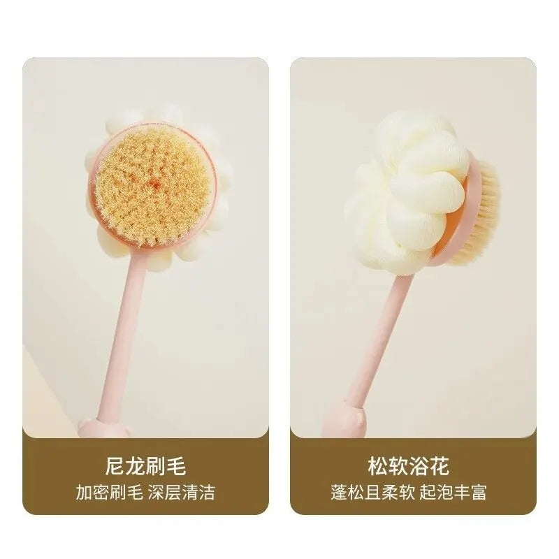 Two Sided Shower Body Brush Silicone Long Handle Back Body Exfoliating