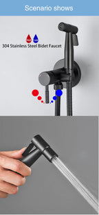 ULA Portable Bidet Sprayer Set Black Stainless Steel Toilet Bathroom Shower Head
