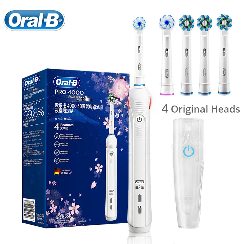 Oral B Electric Toothbrush Pro4000 Adult Rechargeable Electric Tooth Brush
