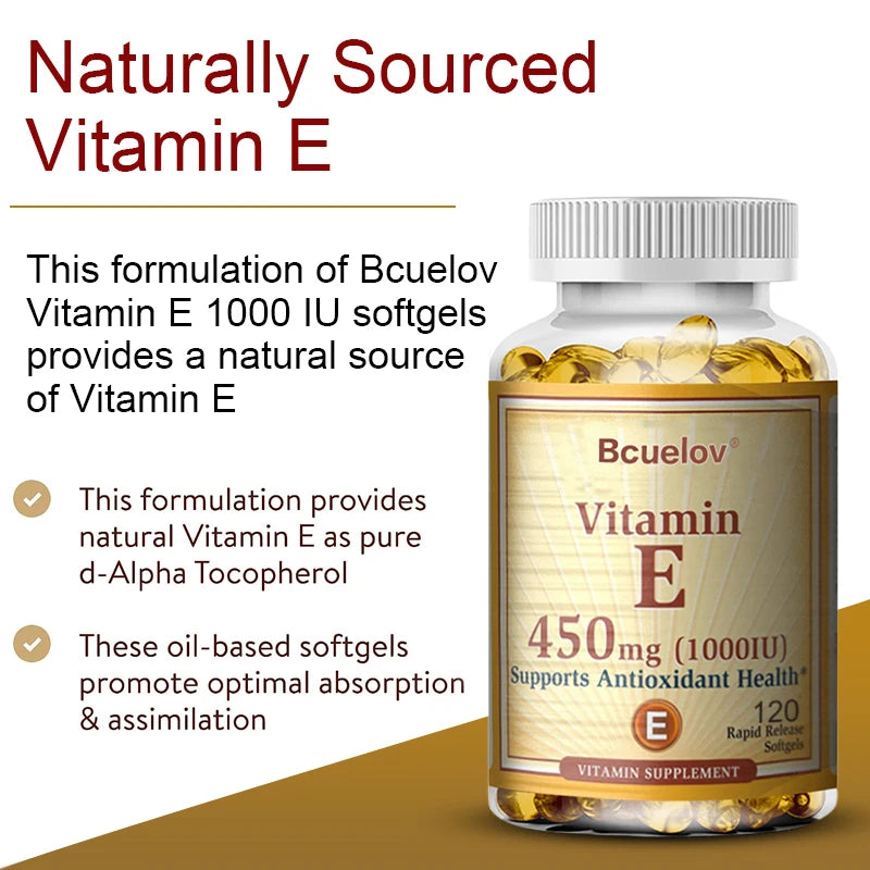Bcuelov Vitamin E 1000 IU 450mg antioxidant supplement