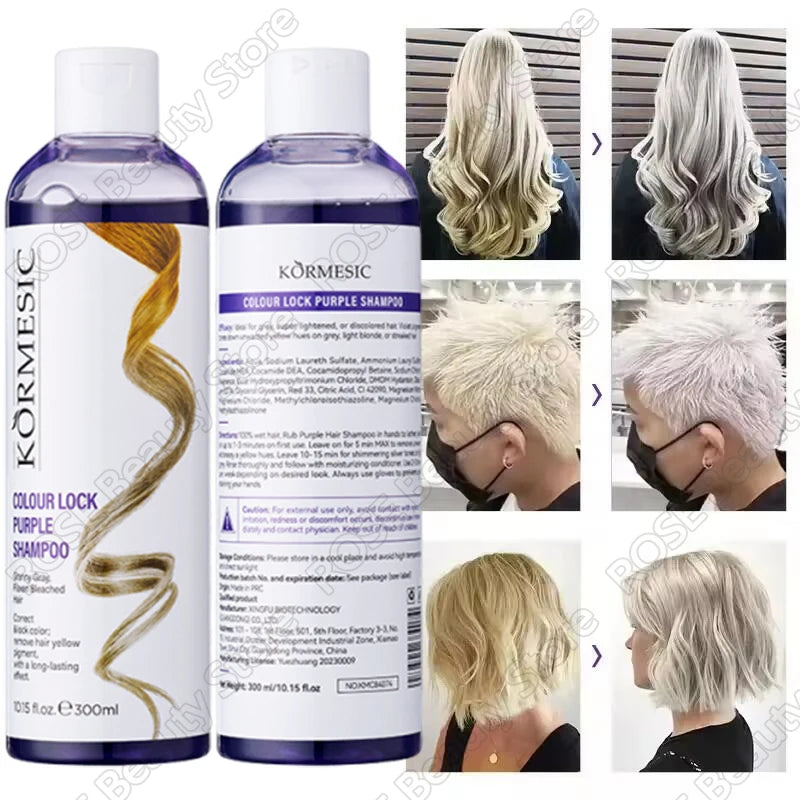 Professional Purple Shampoo Yellow Removal Post Dyeing Gray Hair Bleached Highlighted Revitalize 300ml