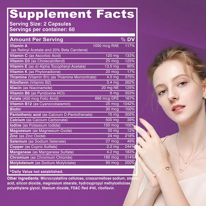 Women’s 50+ Complete Multivitamin Supports Brain, Heart, Digestive and Immune System Health Boosts Metabolism