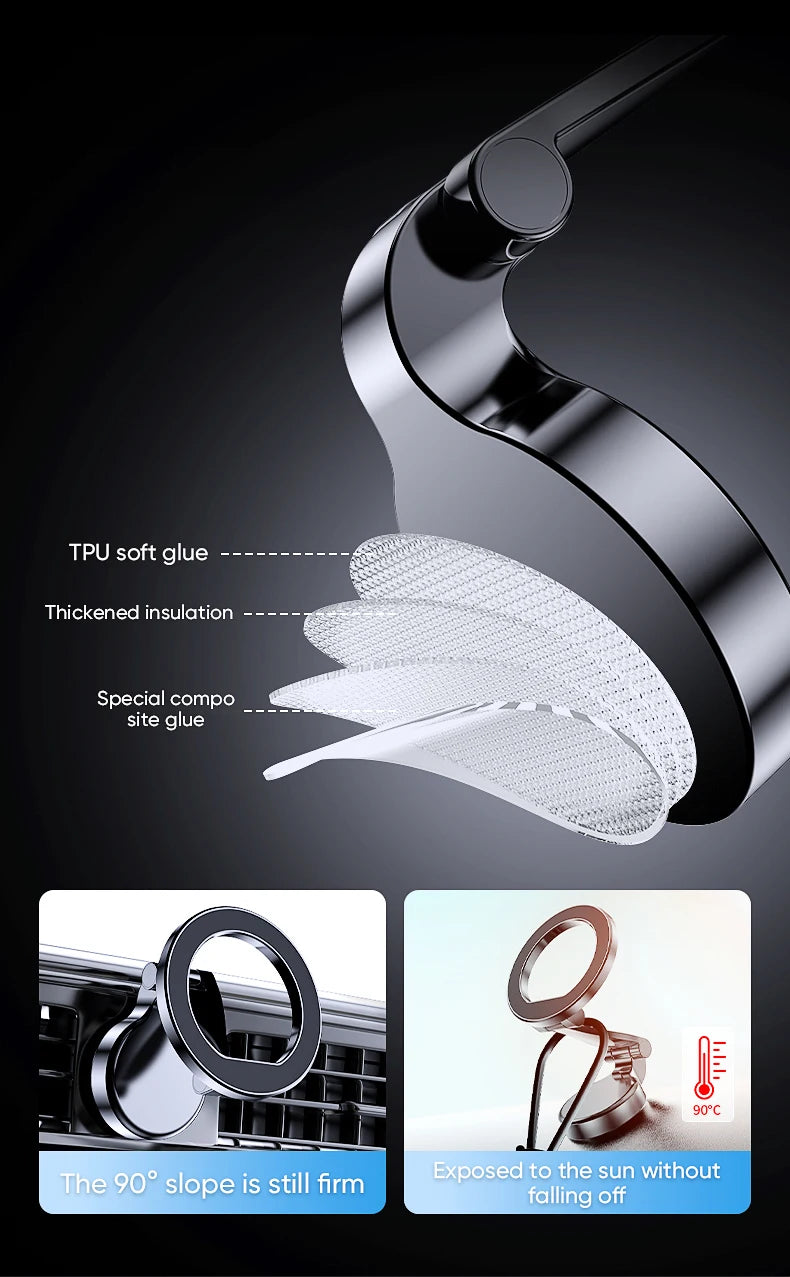 1080 Magsafe Car Cell Phone Holder For iPhone 17 16 Pro Max Plus