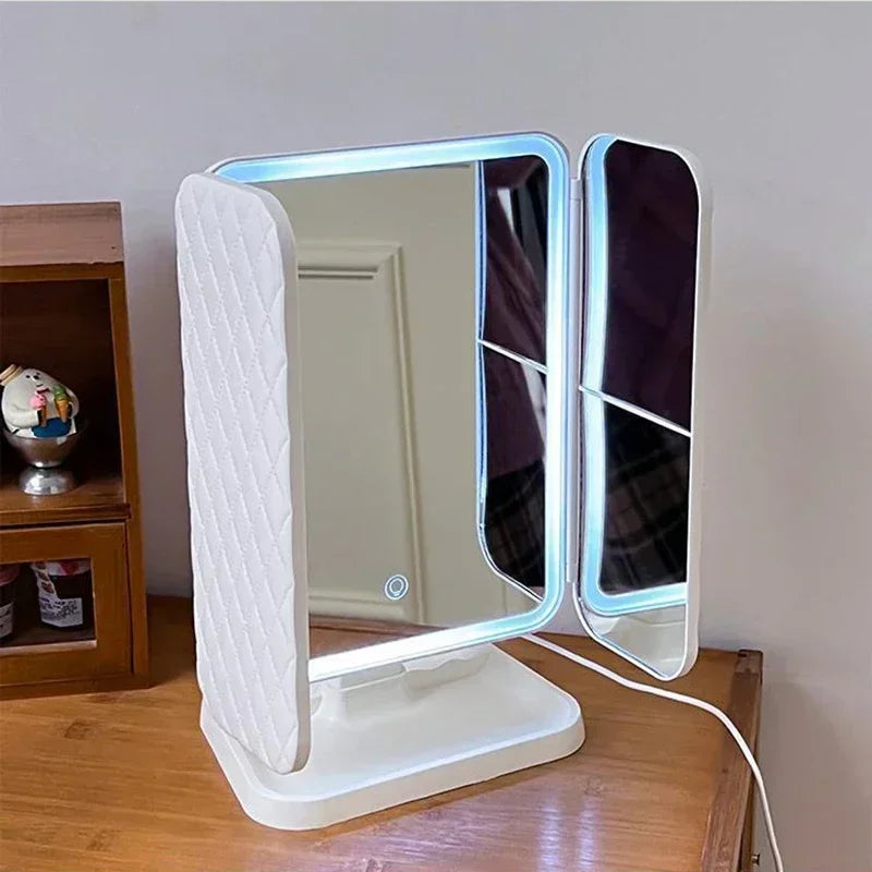 Trifold Makeup Mirror LED Lights Trifold
