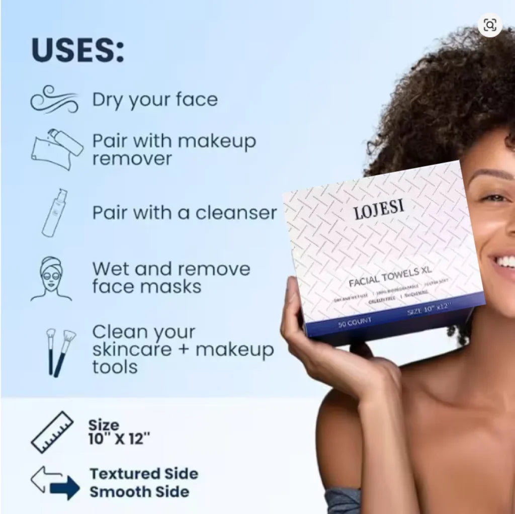 Clean Skin Club Towels XL Disposable  Makeup Remover Dry Wipes 50 Sheet  1 Box