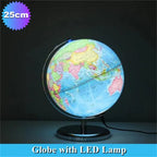 Sphere Diameter 25cm English World Globe HD Printed 360° LED Light Desk Lamp Globe Metal ABS