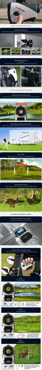 REDTIGER Golf Rangefinder with Slope 1000M 1200 Yards Laser Golfing 7X Magnification Rechargeable