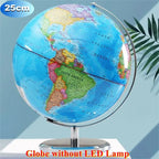 Sphere Diameter 25cm English World Globe HD Printed 360° LED Light Desk Lamp Globe Metal ABS