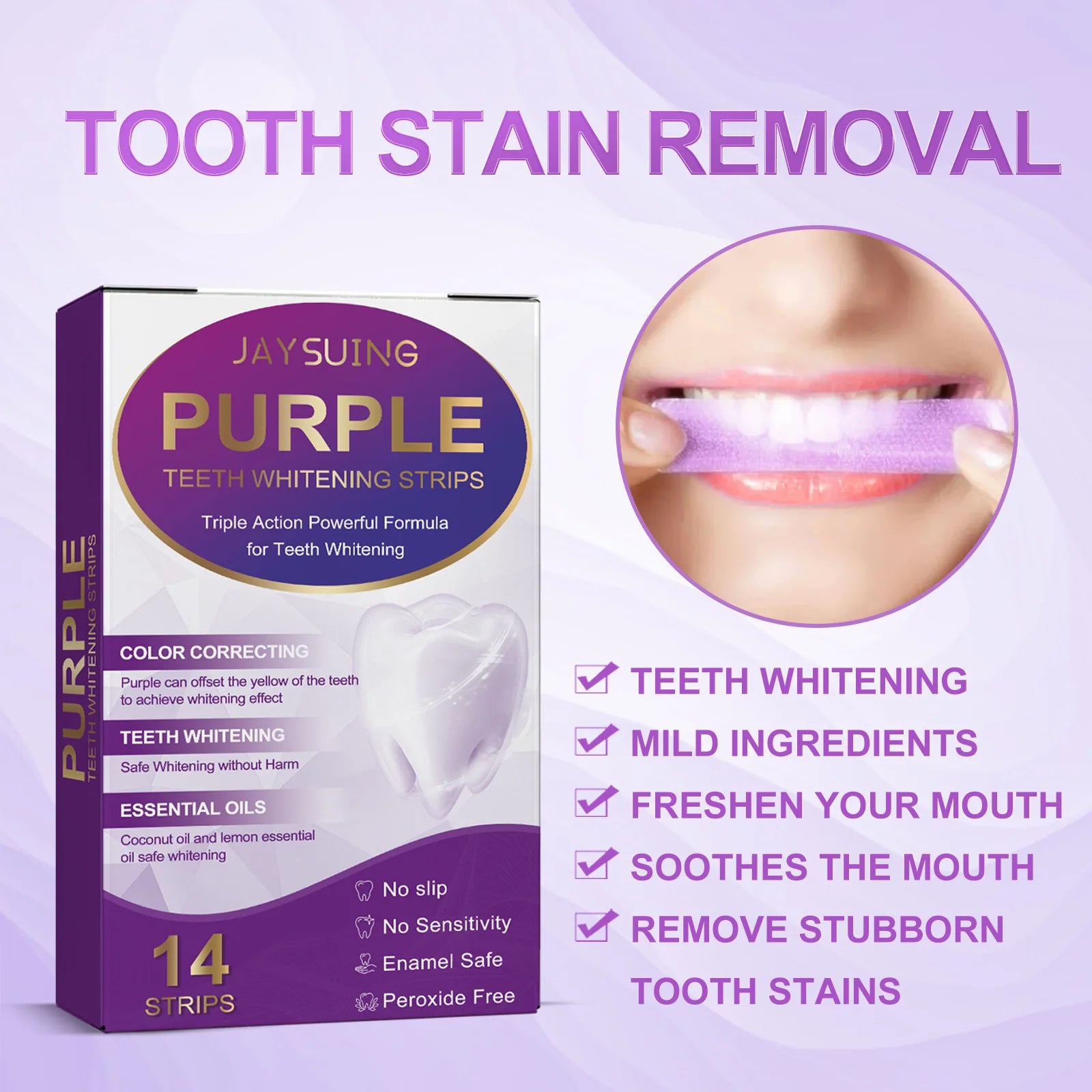 Purple Whitening Teeth Stickers 14 Pairs