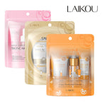 3pcs set LAIKOU Skin Care Vitamin C Sakura Snail Essence Serum Eye Face Cream Moisturizer Travel Size