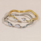 Personality Wave Shape Bangles 58mm Cubic Zirconia Brass Gold/Platinum Plated Bracelet