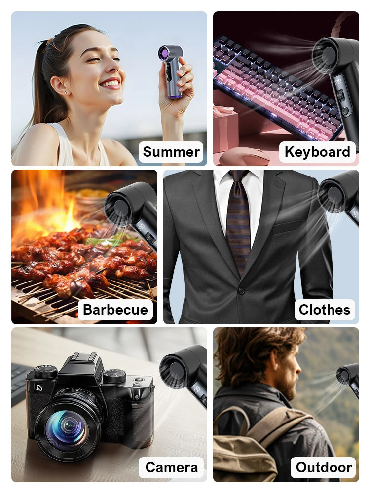 Pocket Turbo Fan Mini Small Wind Summer Cooling Portable Digital Display Wireless Rechargeable Blower