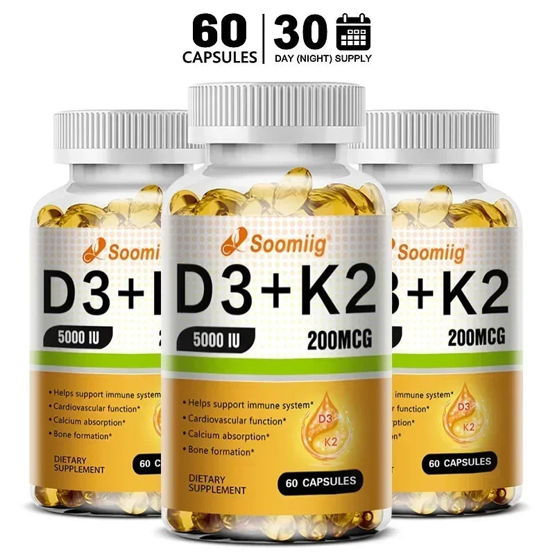 Vitamin D3 5000IU and 200 Mcg Vitamin K2 (MK-7) Capsules