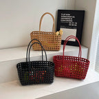 LEFTSIDE Small Solid Color Weave Tote Bags Shoulder Bag Handbags