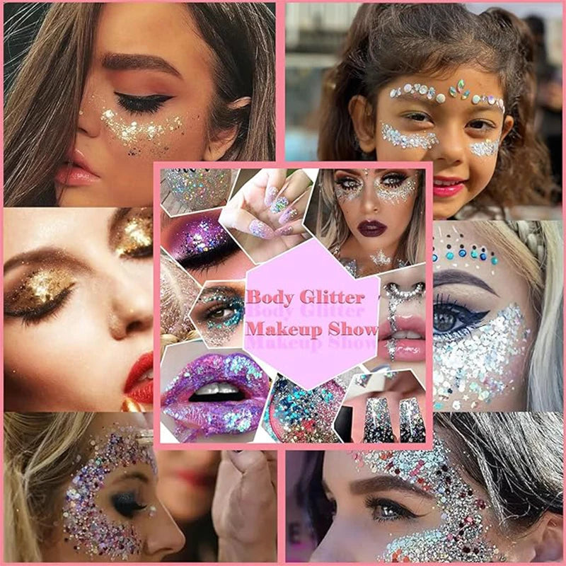 8 colors body glitter face gel hair self-adhesive cosmetic suitable for stage makeup