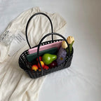 LEFTSIDE Small Solid Color Weave Tote Bags Shoulder Bag Handbags
