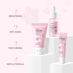 3pcs set LAIKOU Skin Care Vitamin C Sakura Snail Essence Serum Eye Face Cream Moisturizer Travel Size