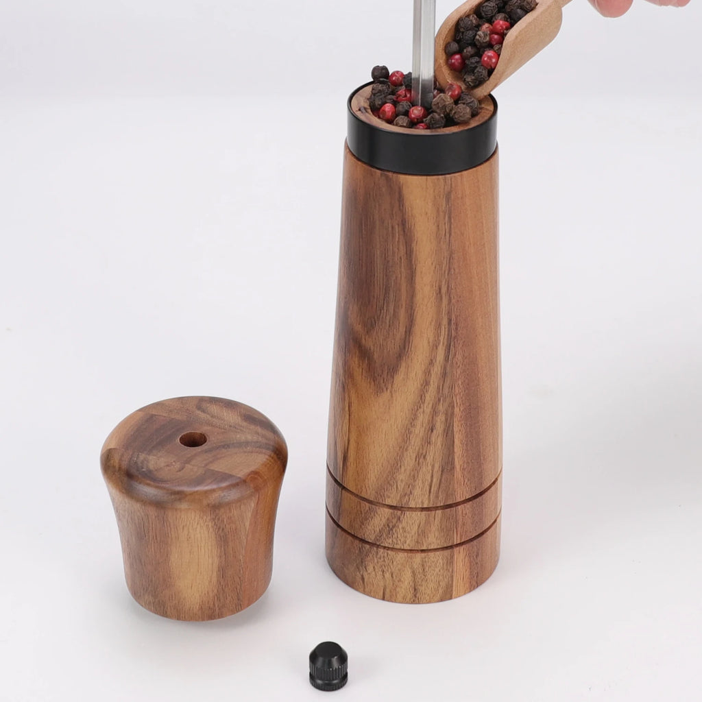 Wood Salt and Pepper Mills Set (with spare ceramic and brush)  Kitchen