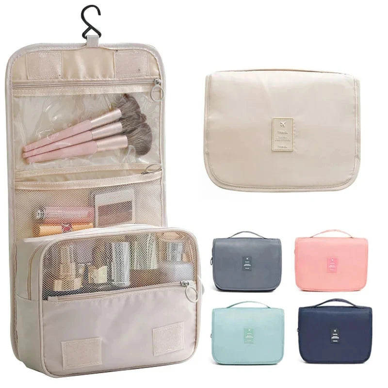 Travel Makeup Bag Waterproof Toiletries Organizer Hook Wash Storage