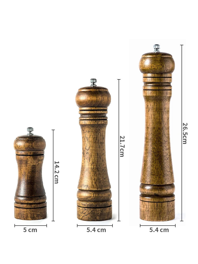 5" 8" 10"  Salt and Pepper Grinder Solid Wood with Strong Adjustable Ceramic Grinder Kitchen Tools