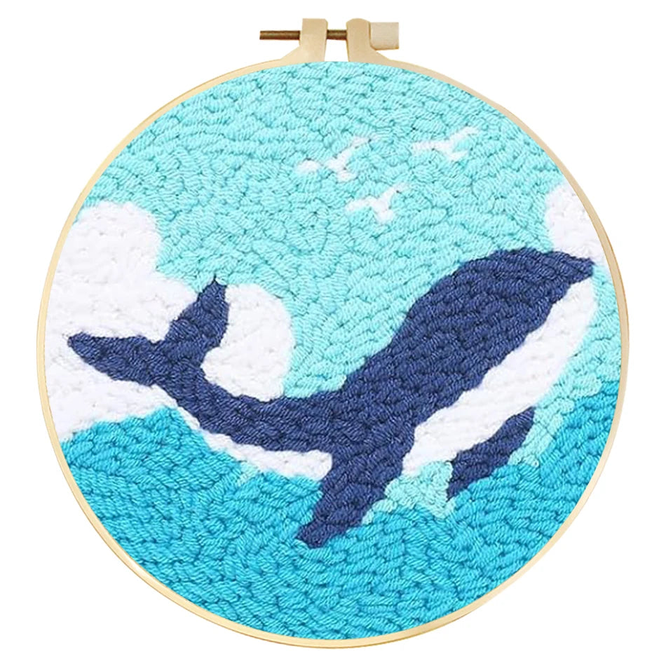 Punch Needle Kits for Beginners Adults Embroidery Starter Craft Tools Ocean Life Theme DIY Wall Art Gift for Women