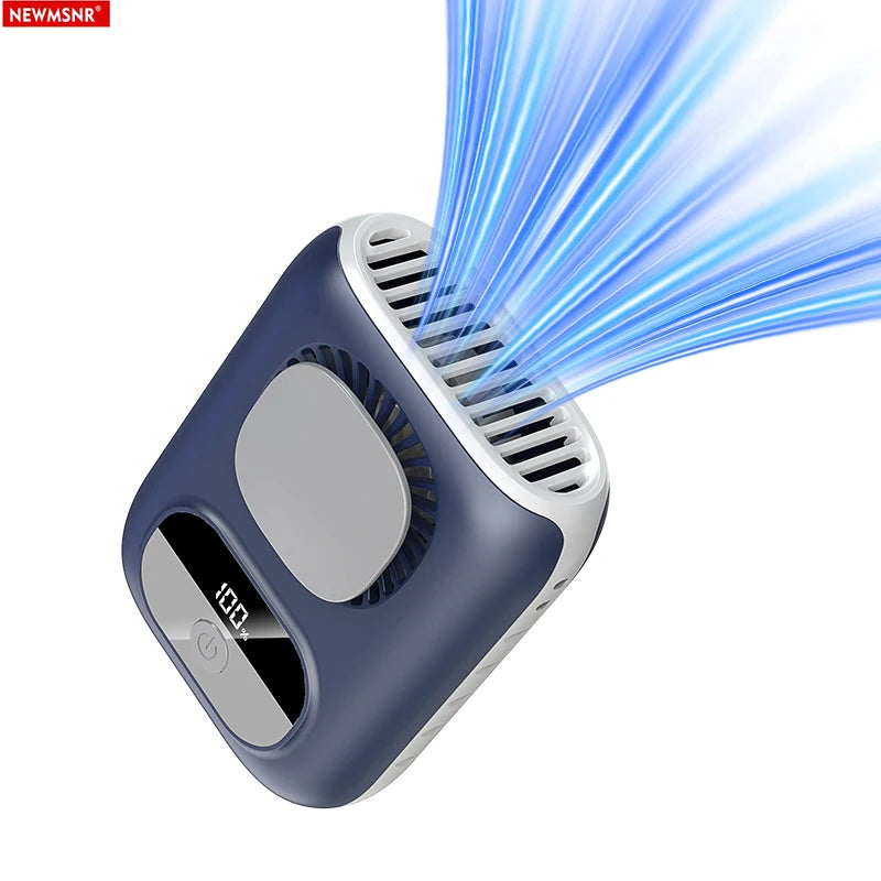 3CM Thin Tiny Portable Waist Fan 4000mAh Clip On Personal Neck Fan LED 12H 5 Speeds 10500RPM Strong Airflow with Lanyard