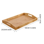 Wide Bamboo Organizer Tray with Handles for Cutlery Serving Spoons Cooking Utensils Teapot Teacup
