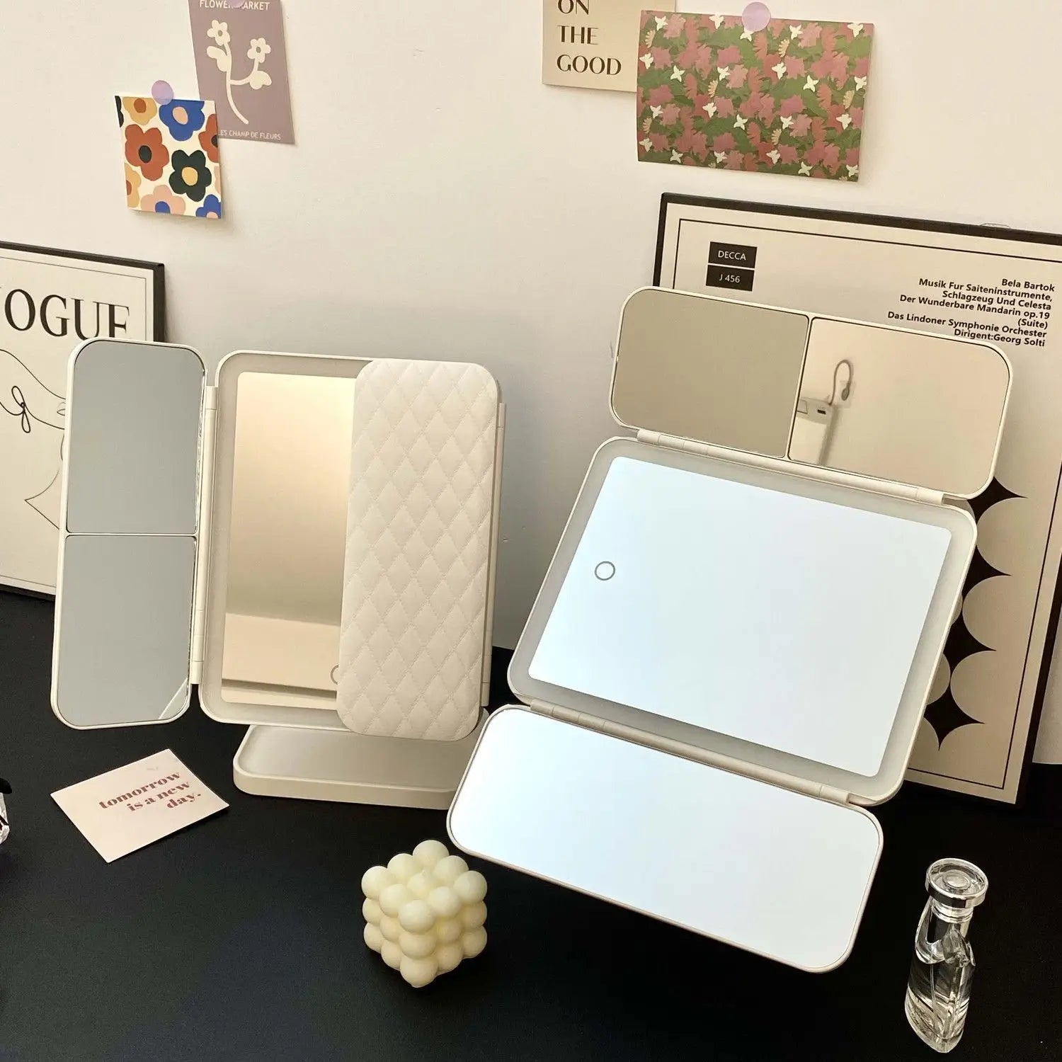 Trifold Makeup Mirror LED Lights Trifold