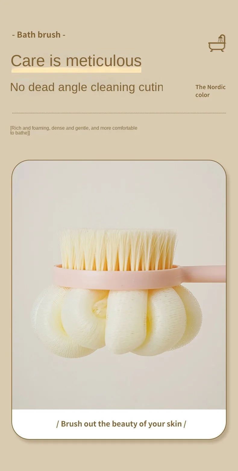 Two Sided Shower Body Brush Silicone Long Handle Back Body Exfoliating