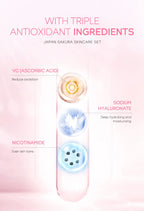 3pcs set LAIKOU Skin Care Vitamin C Sakura Snail Essence Serum Eye Face Cream Moisturizer Travel Size