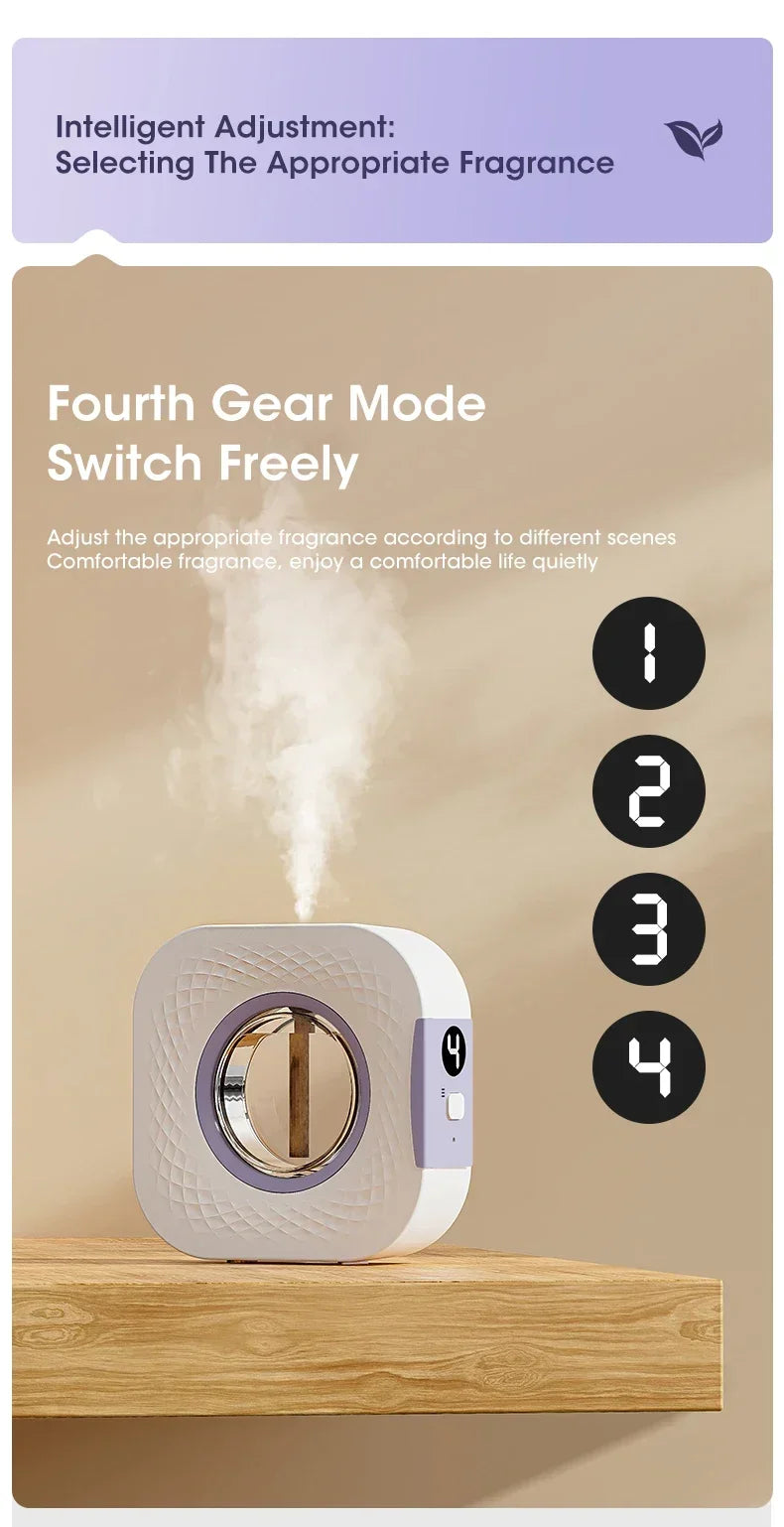 Smart Aroma Diffuser Air Purifier Digital Display Essential Oils 4 Gears Wall Mount Tabletop USB Charging
