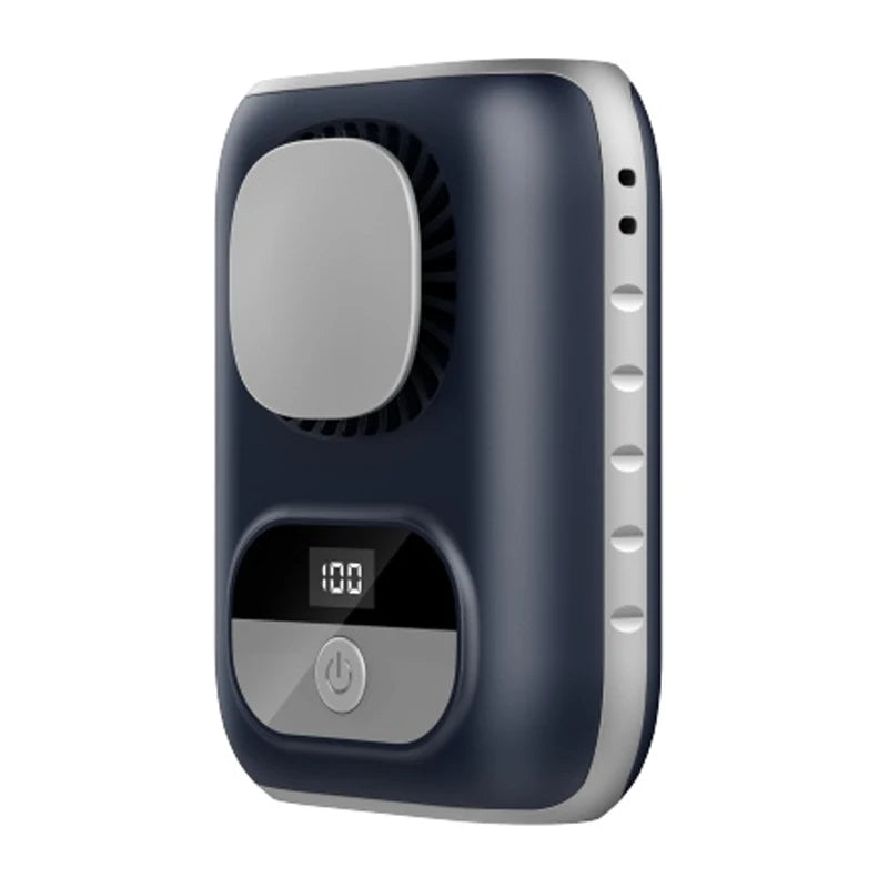 3CM Thin Tiny Portable Waist Fan 4000mAh Clip On Personal Neck Fan LED 12H 5 Speeds 10500RPM Strong Airflow with Lanyard