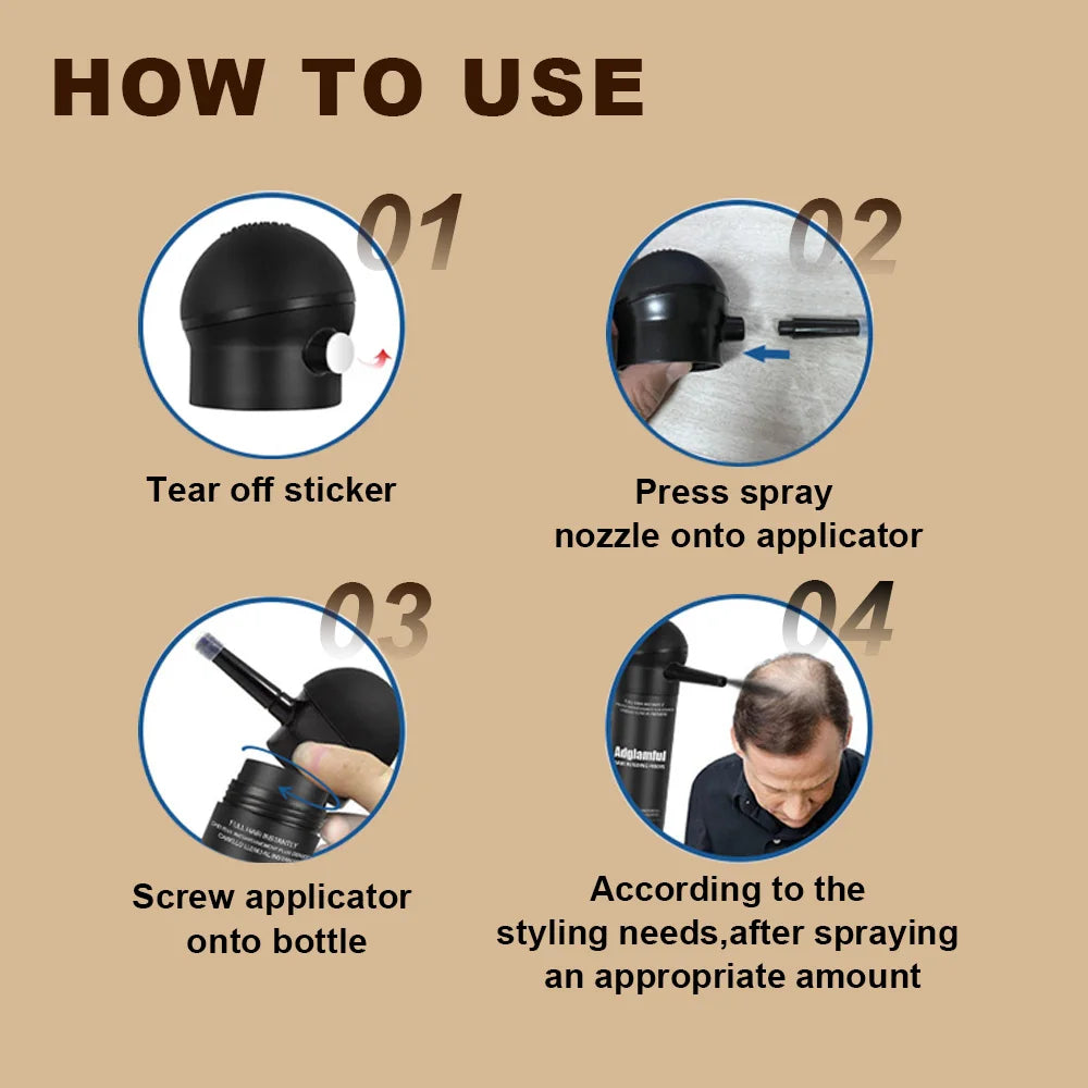 "Adglamful Hair Fiber Kit 15g Unisex Adds Volume Conceals Thinning Fills Hairline