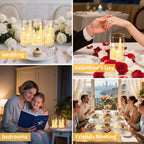 Flameless 3 in 1 LED Taper Candles with 15CM Battery Operated Flickering Electric Window Candles for Christmas Wedding