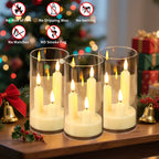 Flameless 3 in 1 LED Taper Candles with 15CM Battery Operated Flickering Electric Window Candles for Christmas Wedding